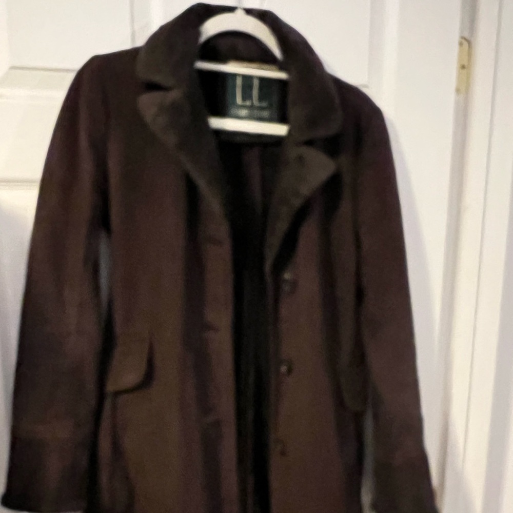 Long soft brown trench style jacket. Faux suede. Only worn once, like new.